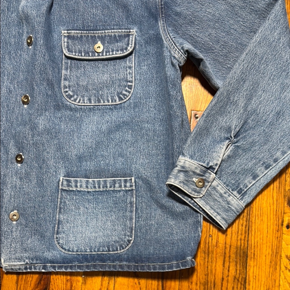 YONY Denim Chore Jacket Made in USA Medium Blue Wash Patch Pocket Minimal XL - Picture 4 of 13